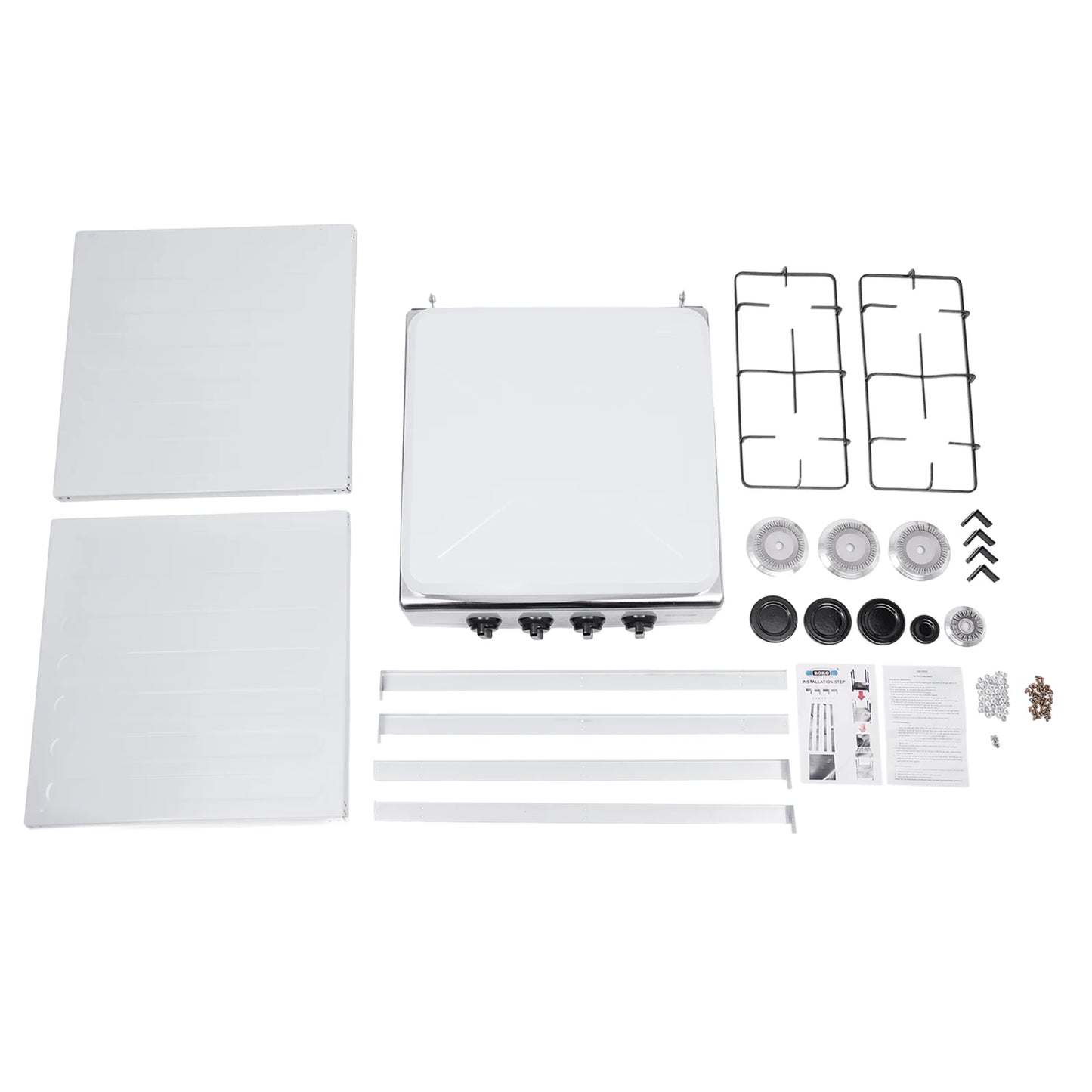 4 Burners Gas Stove Propane Removable Smokeless Barbecue W/Movable Storage Bracket