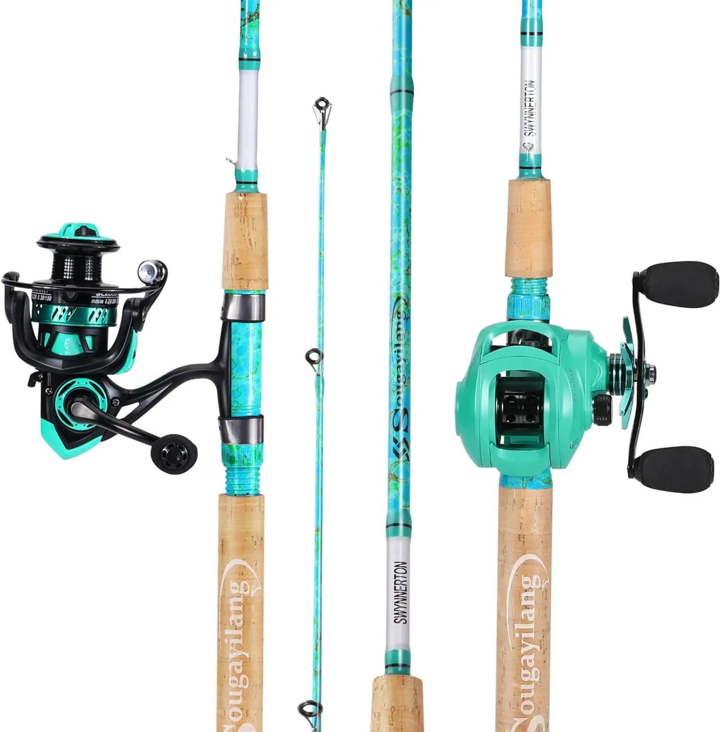 2-Piece 5'6" Graphite & Fiberglass Combo with Quickset Anti-Reverse Reel, (1 or 2 Pack)