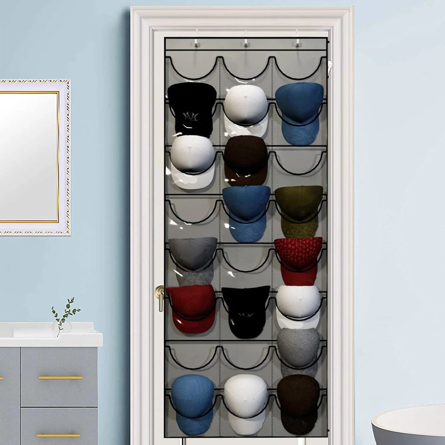 Hat Storage Holder with Racks for Baseball Caps Wall Hanging  Organizer