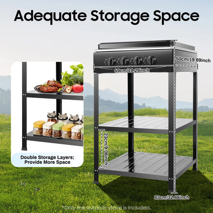 4 Burners Gas Stove Propane Removable Smokeless Barbecue W/Movable Storage Bracket