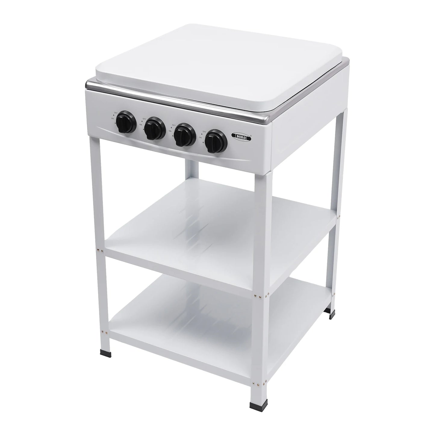 4 Burners Gas Stove Propane Removable Smokeless Barbecue W/Movable Storage Bracket