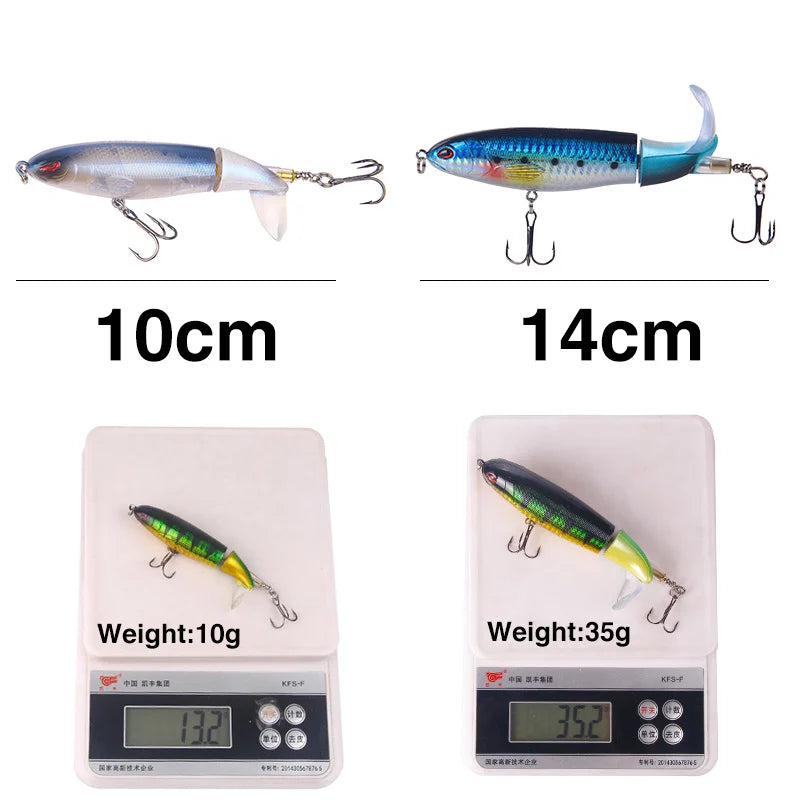1 Pcs 10cm/14cm Topwater  Whopper Popper Artificial Bait Hard popper Soft Rotating Tail Fishing  Bait