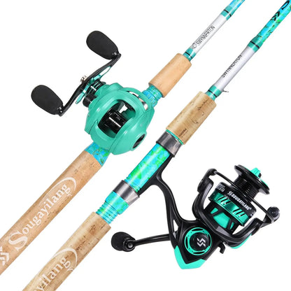 2-Piece 5'6" Graphite & Fiberglass Combo with Quickset Anti-Reverse Reel, (1 or 2 Pack)