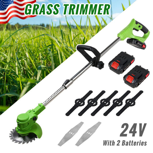 2-in-1 Cordless String Grass Trimmer Cutter Fast Charger With 2 x Batteries