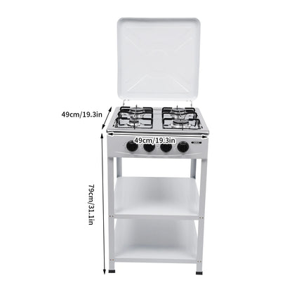 4 Burners Gas Stove Propane Removable Smokeless Barbecue W/Movable Storage Bracket