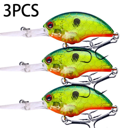 Fishing Lures Rock Crank Bait Crankbait Minnow  Bass Treble Hooks Big Tongue