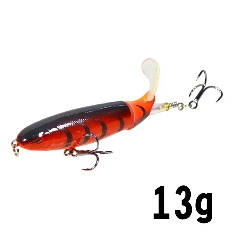 1 Pcs 10cm/14cm Topwater  Whopper Popper Artificial Bait Hard popper Soft Rotating Tail Fishing  Bait