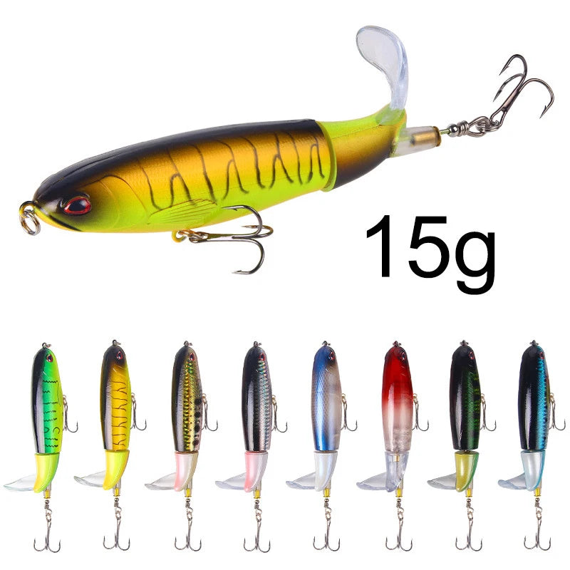 1 Pcs 10cm/14cm Topwater  Whopper Popper Artificial Bait Hard popper Soft Rotating Tail Fishing  Bait