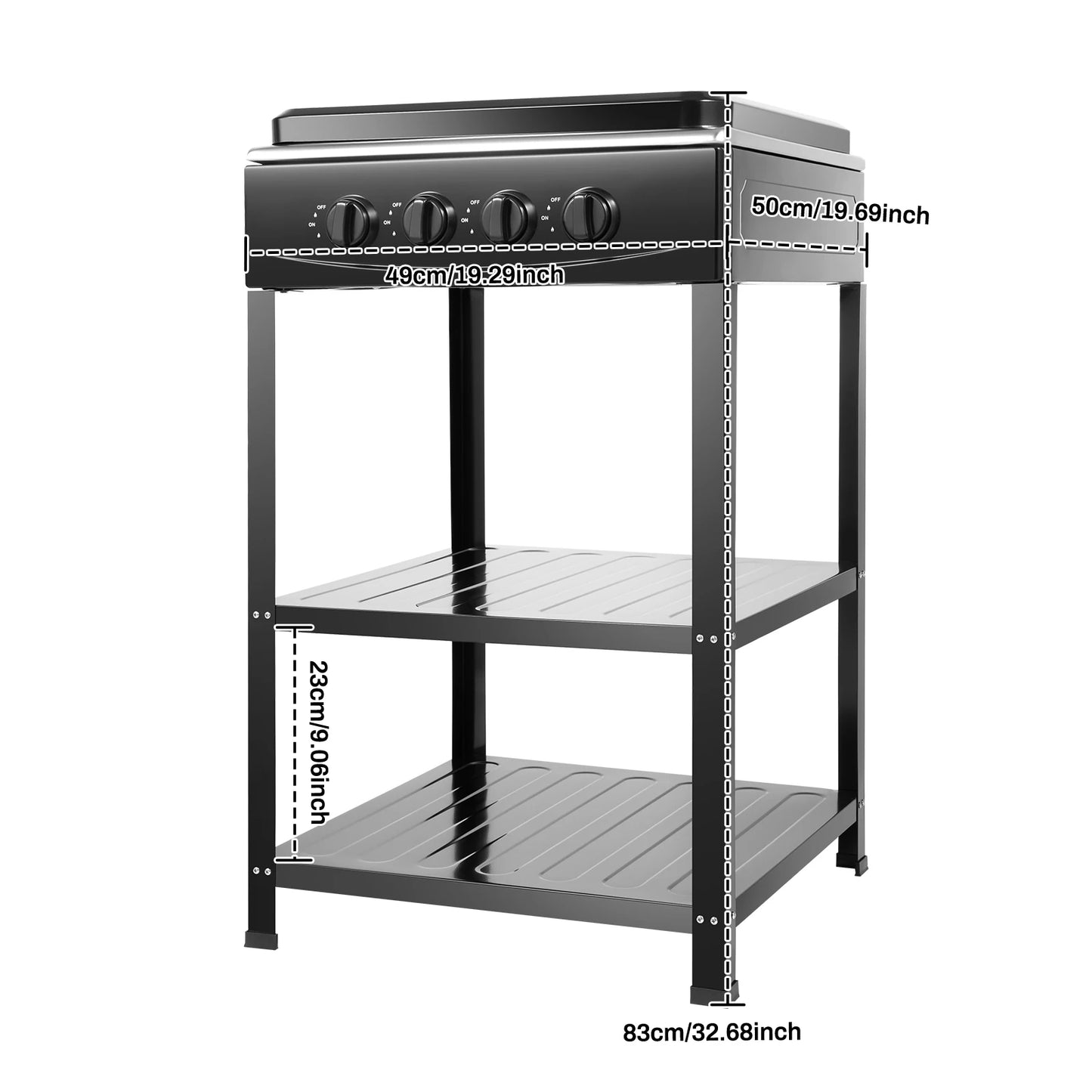 4 Burners Gas Stove Propane Removable Smokeless Barbecue W/Movable Storage Bracket