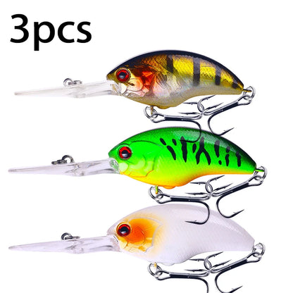 Fishing Lures Rock Crank Bait Crankbait Minnow  Bass Treble Hooks Big Tongue