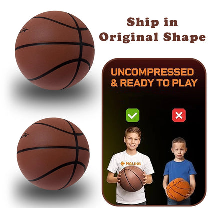 Silent Basketball Size 7#(29.5")6#/5# Indoor Grooved Airless Foam Basketball Quiet Dribbling