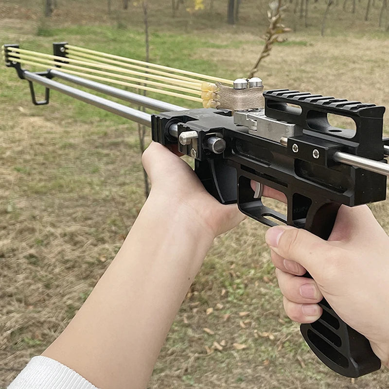 80LBS Telescopic Long Pole Slingshot Laser Shooting Slingshot
