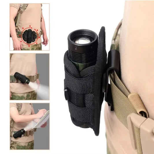 Tactical Flashlight Pouch Belt Torch Bag Hunting Light