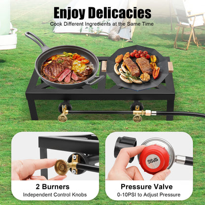 8000W  Outdoor Gas Stove Propane Cooker 0-10Psi Regulator Hose