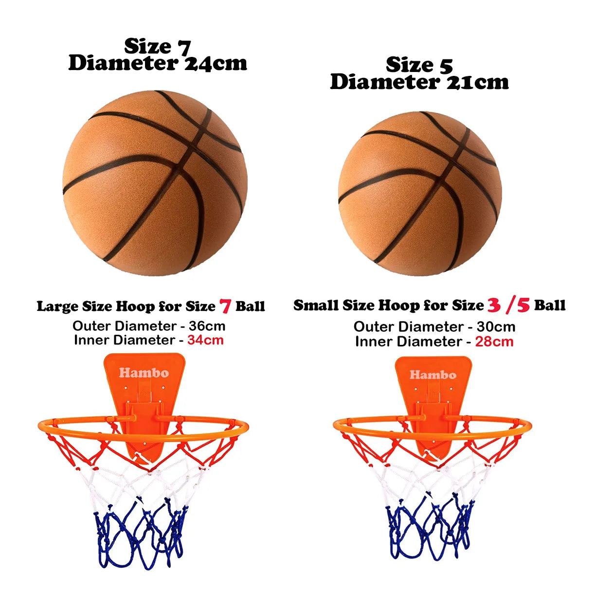Silent Basketball Size 7#(29.5")6#/5# Indoor Grooved Airless Foam Basketball Quiet Dribbling