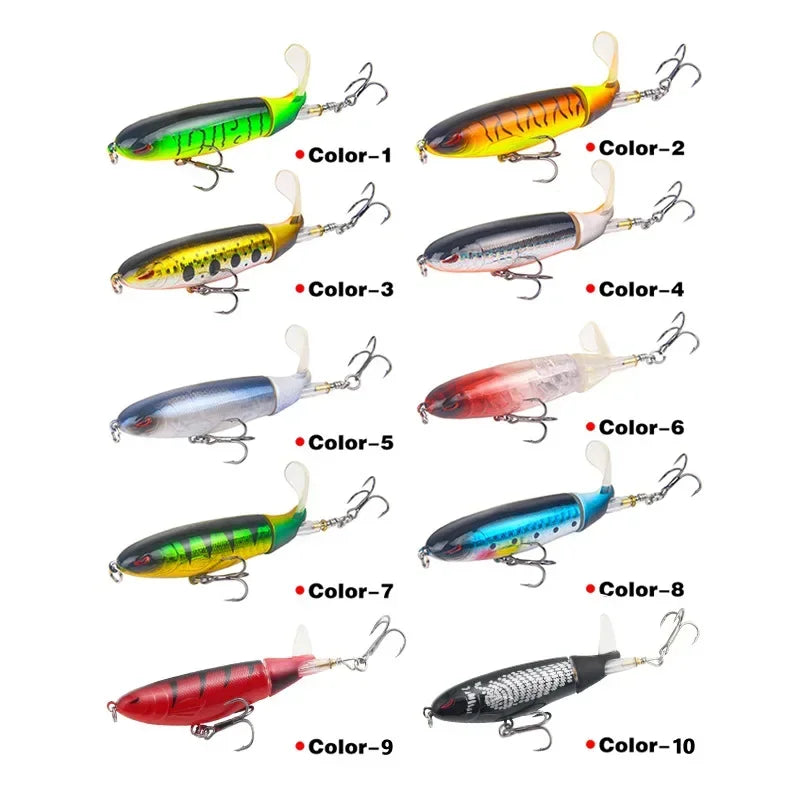 1 Pcs 10cm/14cm Topwater  Whopper Popper Artificial Bait Hard popper Soft Rotating Tail Fishing  Bait