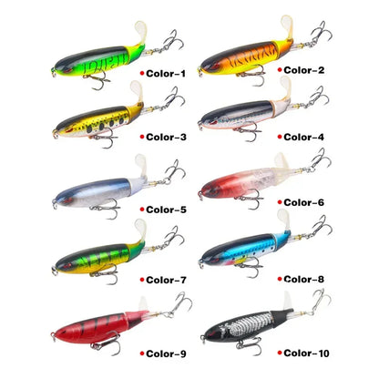 1 Pcs 10cm/14cm Topwater  Whopper Popper Artificial Bait Hard popper Soft Rotating Tail Fishing  Bait